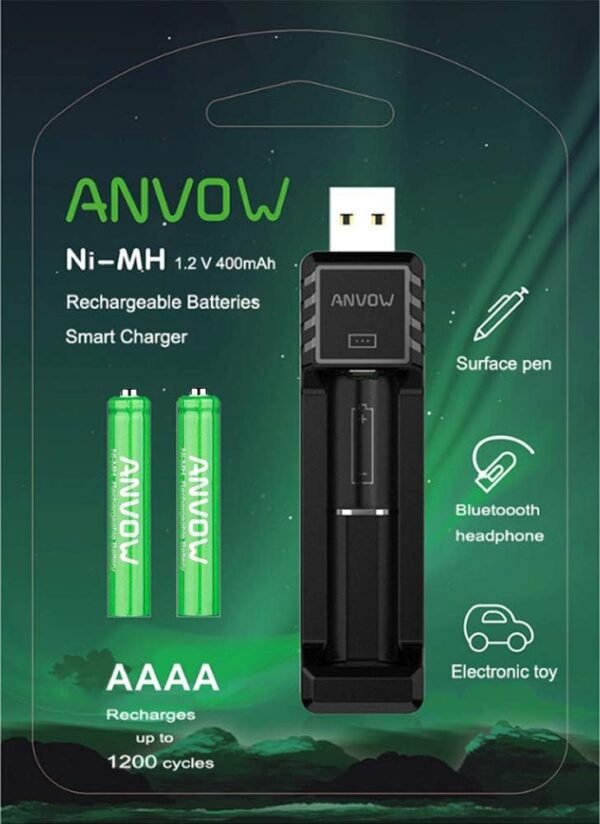 619ubJgC7oL._AC_SL1000_ Review of ANVOW Smart AAAA Battery Charger with Rechargeable AAAA Batteries for Surface Pen